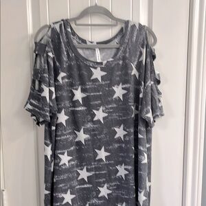 Blue/gray Star Pattern Women's Top